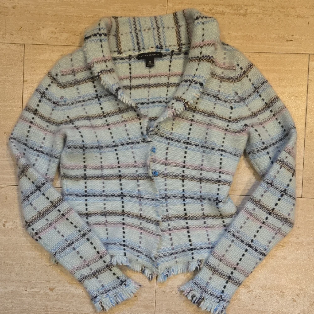 Banana Republic Light Blue/Multi-Colored Tweed Stylish Blazer